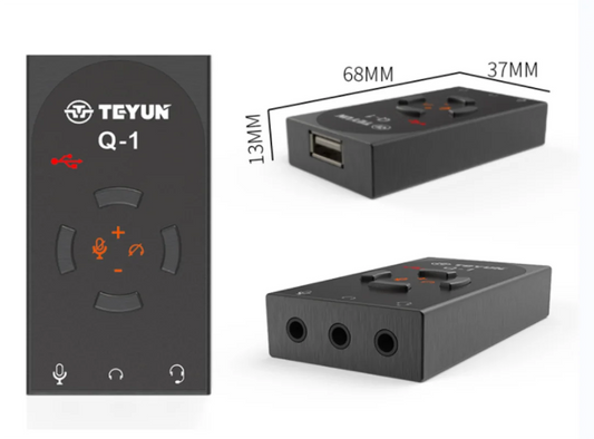 TEYUN Q1 Placa de som para jogos USB7.1 para adaptador de interface de áudio de 3,5 mm Placa de som externa para PC Laptop PS4 Fone de ouvido Microfone 2023NOVO 