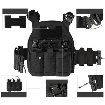 Colete tático Plate Carrier Protection Mole 1000D Caça com bolsa de revista para jogos de guerra CS Paintball