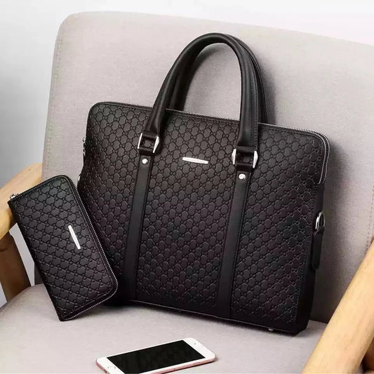 Nuevo maletín de negocios de cuero de doble capa para hombre, bolso de hombro informal, bolso de mano para computadora portátil, bolsos de viaje 