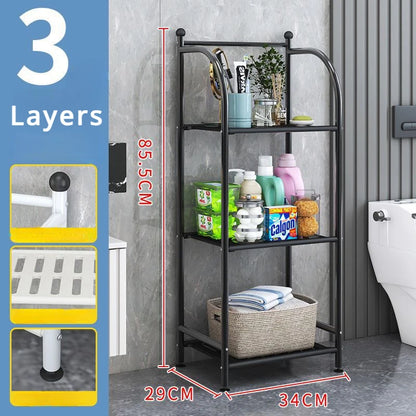 Estantería abierta de 4 niveles para almacenamiento de baño, estantería de almacenamiento, estantería de esquina de metal independiente para baño, cocina, sala de estar 