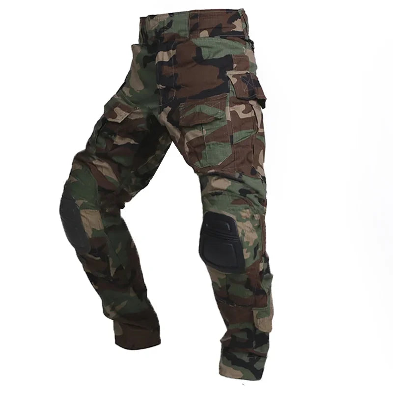 Men Army Paintball Combat Cargo With Knee Pads Multicam CP Camouflage Military Airsoft Equipments Tactical Pant Hunting Clothing Leedoar