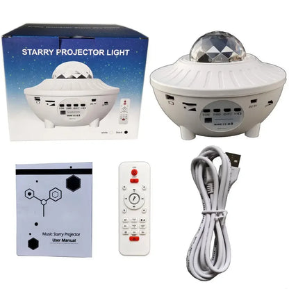 LED Star Projector Night Light Galaxy sound equipment Starry Night Lamp Ocean Wave Projector With Music Speaker Remote Contro Leedoar