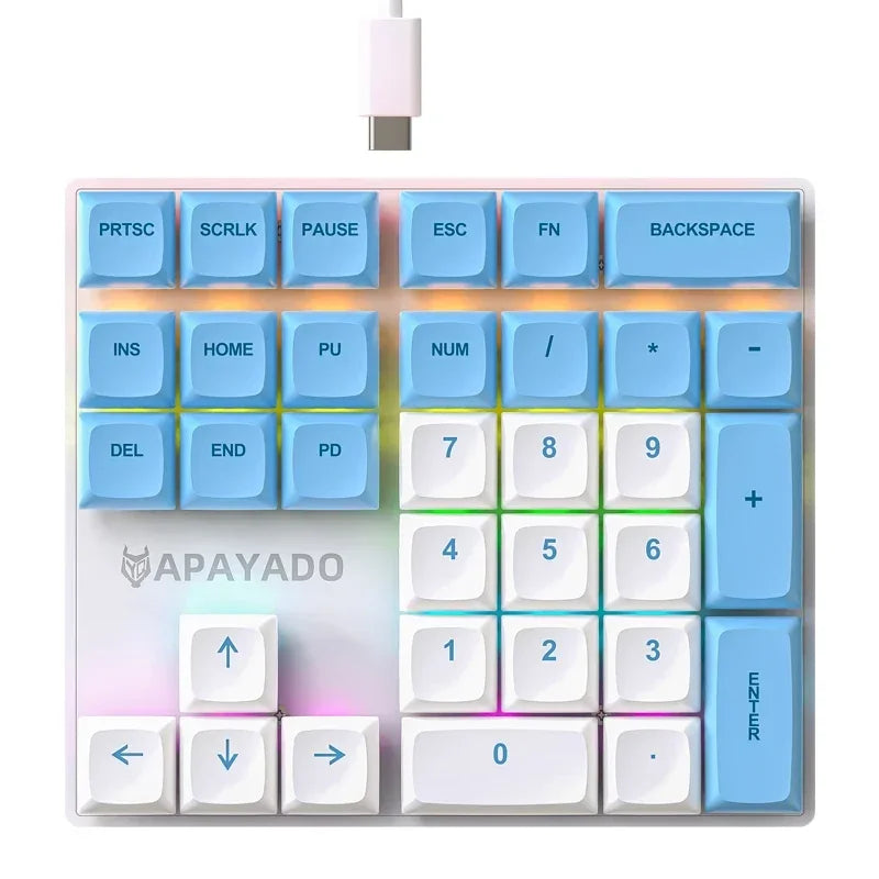 Teclado numérico mecánico con cable de 33 teclas con eje de luces multicolores, adecuado para finanzas, negocios, teclado para computadora portátil