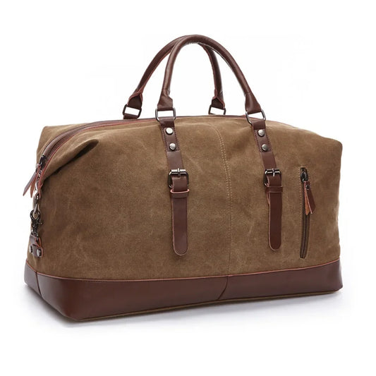 Bolsos de viaje originales de lona y cuero para hombre, bolsos de mano, bolsos de lona para hombre, bolsos de viaje grandes, bolsos de fin de semana, bolsos de noche con cremallera 