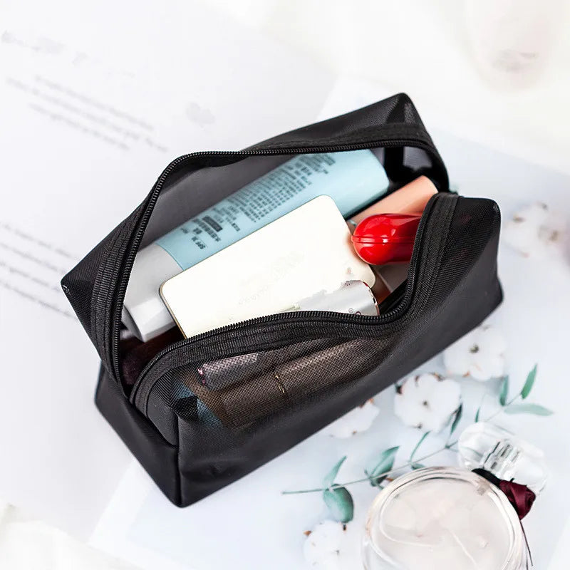 1 bolsa de cosméticos negra para hombres y mujeres, transparente, organizador de viaje, bolsa de artículos de tocador grande y pequeña, bolsa de maquillaje 