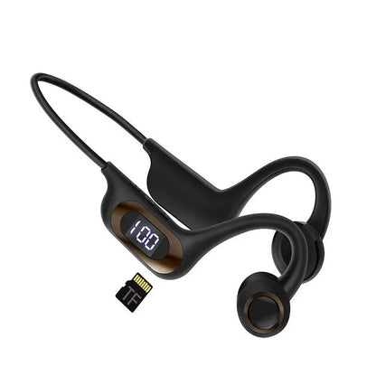 Bone Conduction Earphone Wireless Bluetooth 5.3 Headphone Outdoor Sport Earbud Headset with 32GB SD Card for Android Ios Leedoar