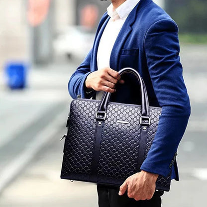 Nuevo maletín de negocios de cuero de doble capa para hombre, bolso de hombro informal, bolso de mano para computadora portátil, bolsos de viaje 