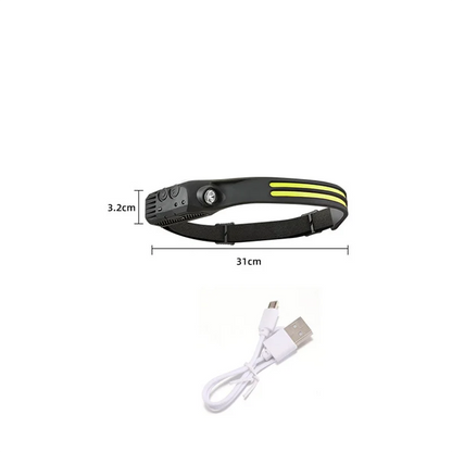 Lámpara frontal LED con sensor de movimiento, diadema ajustable, linterna impermeable para exteriores para correr, acampar y hacer senderismo 