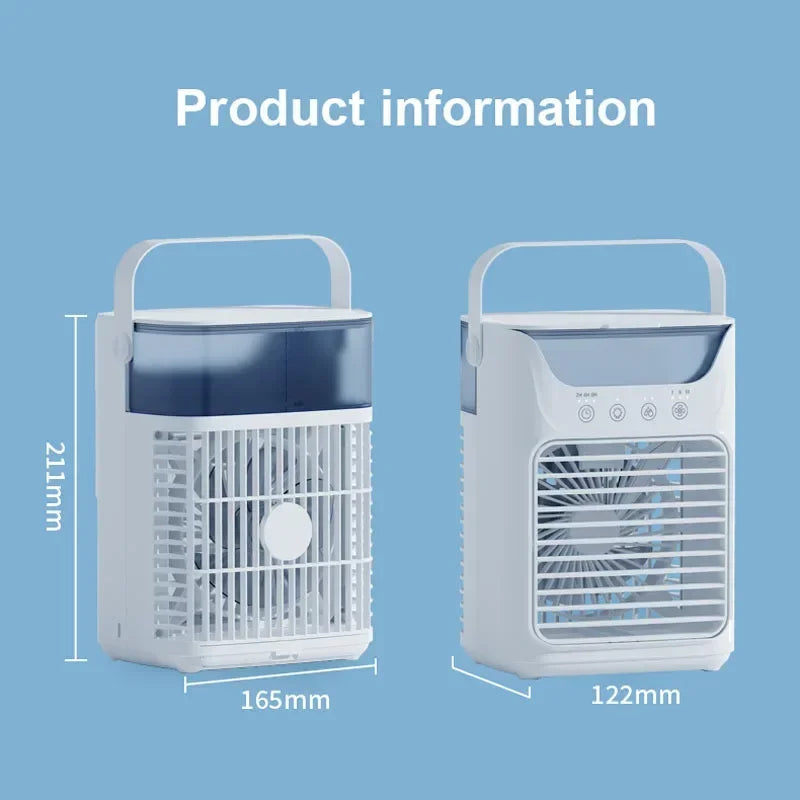 Ventilador de escritorio con luz de ambiente colorida y ventilador de agua, ventilador de refrigeración USB para oficina, hogar, escritorio, mini aire acondicionado