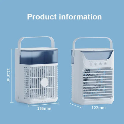 Ventilador de escritorio con luz de ambiente colorida y ventilador de agua, ventilador de refrigeración USB para oficina, hogar, escritorio, mini aire acondicionado