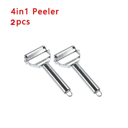 4in1 Vegetable Peeler Stainless Steel Melon Planer Multiple-Function Double-Head Peeler Household Kitchen Cucumber Slicer Tool Leedoar