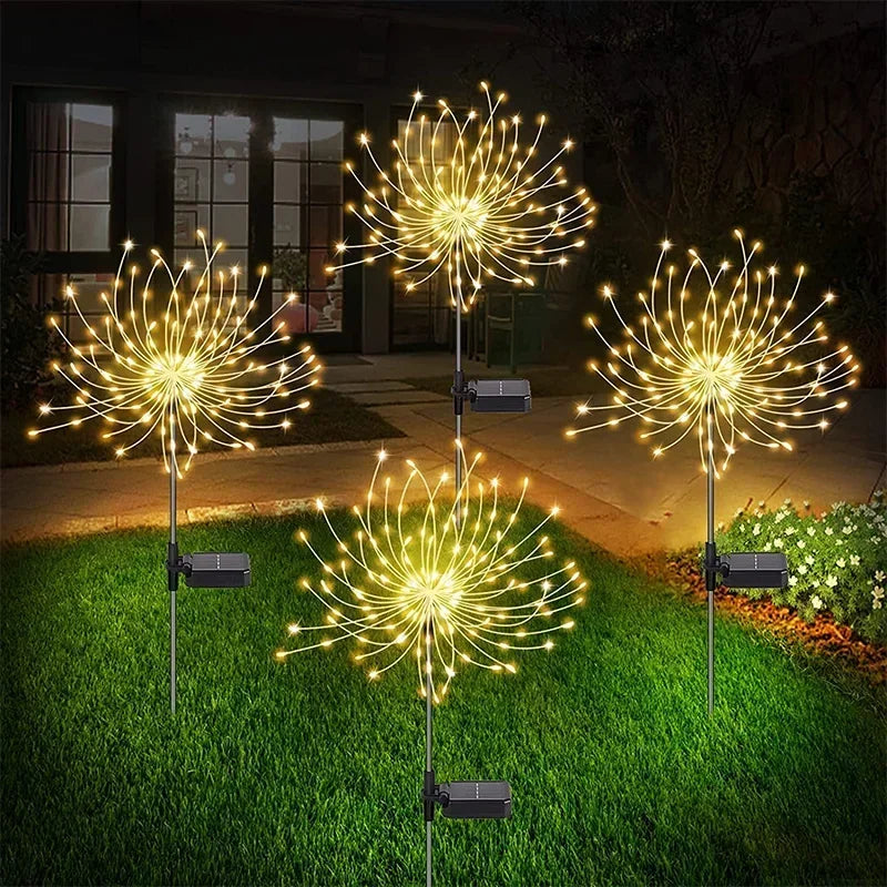 1Pcs Solar LED Firework Fairy Light Outdoor Garden Decoration Lawn Pathway Light For Patio Yard Party Christmas Wedding Leedoar