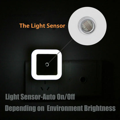 LED Mini Cute Night Light Automatic Auto Sensor EU/US Plug-in Light For Bedroom Kid's Room Corridor Staircase Light 110v 220v Leedoar