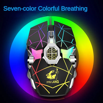 X13 Breathing Light USB Mouse com fio 6 teclas Programação de macro personalizada Competitivo Último mouse para jogos recarregável brilhante 