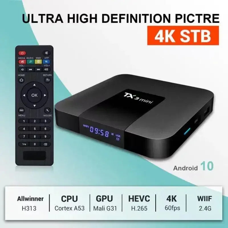 Venda quente estável qualidade TX3 Mini 1G 16G e 2G 16G Amlogic S905W Android 7.1 TV Box Quad Core TX 3 MINI com tela LED STB 