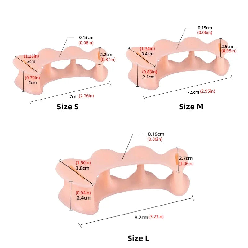 2Pcs=1Pair Hard Silicone Toe Finger Separator 3 Hole Hallux Valgus Orthopedic Spacers Bunion Overlapping Hammer Foot Corrector Leedoar