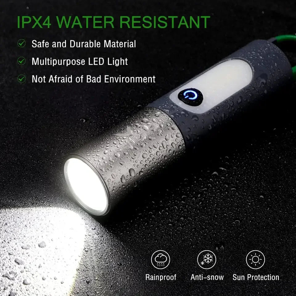 2023 New Rechargeable Lamp Waterproof Strong Flashlight IP55 Multi Functional Led Powerful Outdoor Torch Light Bike Song Man Leedoar