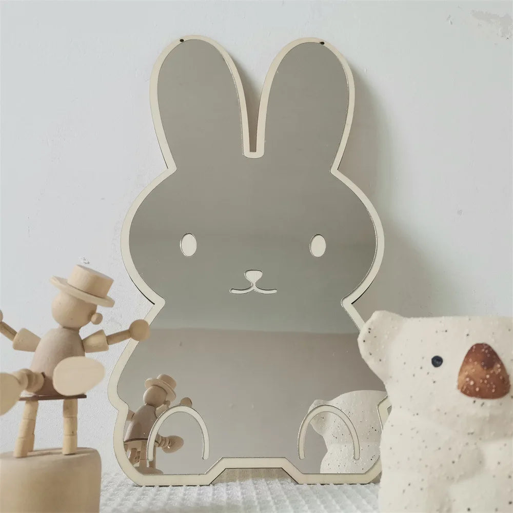 INS Creative Decorative Mirror for Kids Room Cute Bear Rabbit Shape Acrylic Mirror Baby Photo Props Nordic Home Nursery Decor Leedoar