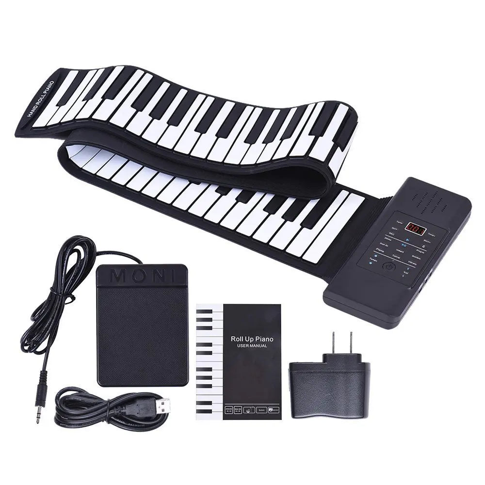 Piano electrónico de 88 teclas, recargable por USB y OEMI, portátil, de silicona suave ABS engrosada, plegable, enrollado a mano, con pedales