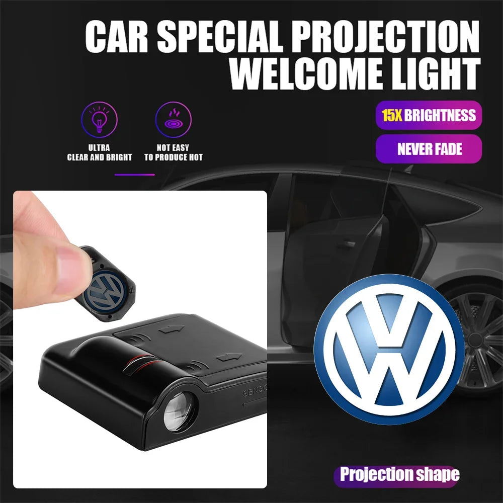 Car Welcome Light Door Laser Light Door Lighting Ground Illumination LED Warning Light Car Mounted Modification Wireless Leedoar