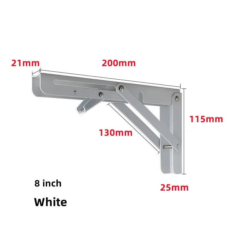 2pcs Heavy Duty Stainless Steel Folding Shelf Brackets Collapsible Wall Mounted L-Table Hinges for Bench & Table with Screws Leedoar