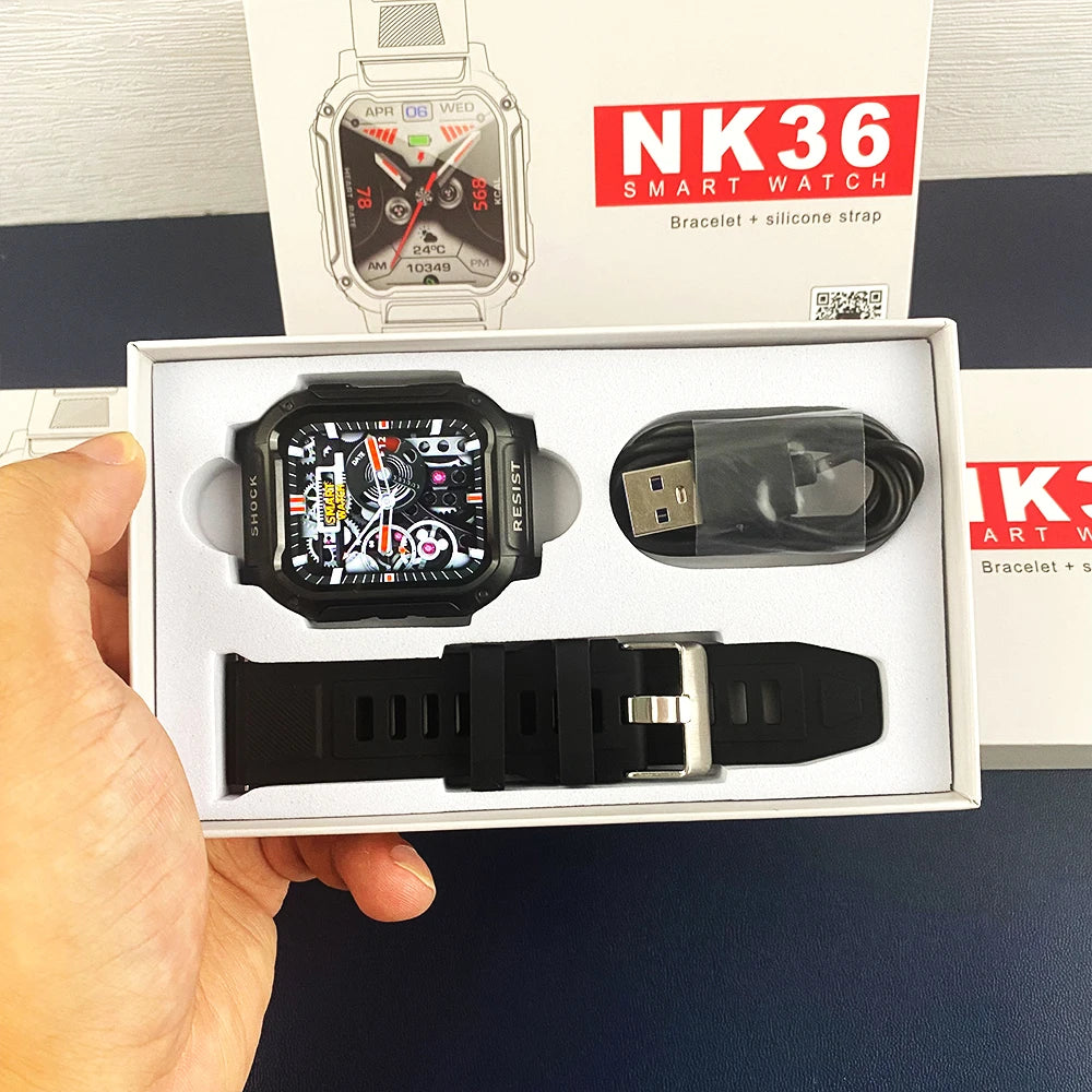 NK36 Smart Watch 1.83 Inch HD Screen Metal Frame Design Anti-fall Bluetooth Calls Health Monitoring Outdoor Sports Smart Watch Leedoar