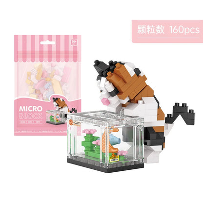 NEW Cute Animals Cats Fish Tanks Building Blocks Kit Girls Bricks Model Kids Toy Children Leedoar