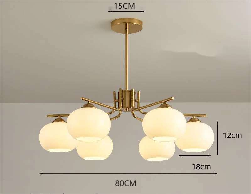 Lustre de bola de vidro para sala de estar e jantar com design nórdico, lustre de cobre luxuoso para sala de estar e sala de jantar 