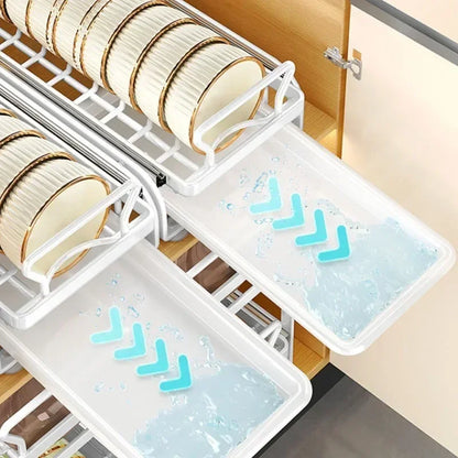 Large Kitchen Sliding Dish Drainer Storage Rack Cabinets Drawers Storage Organizer Shelf Chopstick Barrel Kitchen Accessories Leedoar