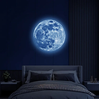 Adesivo de parede 3D Luminous Moon Estético Glow In The Dark Fluorescente Adesivo PVC Casa Crianças Quarto Decalques Decoração Papel de parede 