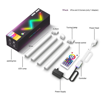 Barra de luz LED inteligente de parede RGB Controle BT/WIFIAPP Sincronização de música Luz noturna DIY TV Quarto Sala de jogos Decoração de bar