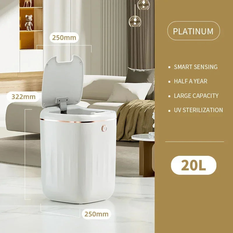 20-24L Bathroom Sensor Electric Wastebasket Bedroom Smart Trash Can Automatic Waterproof Recycle Bin for Living Room Kitchen New Leedoar