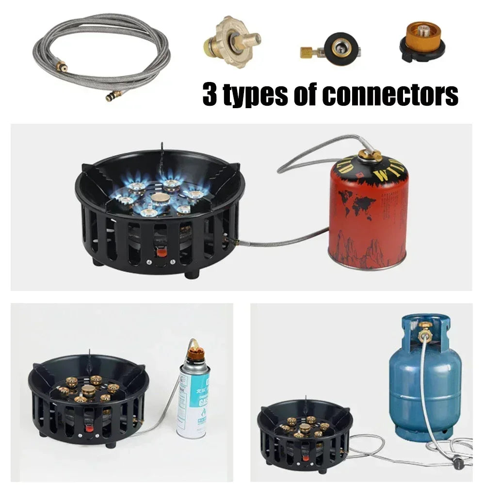 19800W Camping Stove 7-Core Strong Fire Power Portable Tourist Gas Burner Windproof Electronic ignition Outdoor Stoves Hiking Leedoar