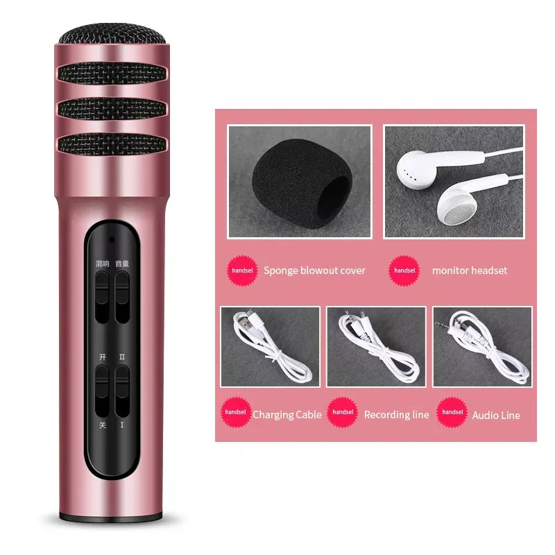 C7 Wireless Kids Karaoke Microphone with Speaker Portable Handheld Music Player for Home Party KTV Mic Show Family Child Gifts Leedoar