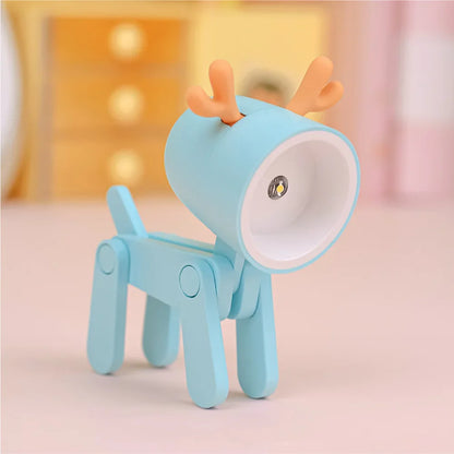 LED Mini Night Light Cute Dog Deer Foldable Desk Lamps Desktop Ornament Book Light Kids Room Bedside Bedroom Decor Holiday Gifts Leedoar