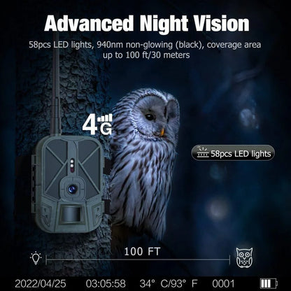 4G LIVE Video Hunting Trail Camera 10000mah Lithium Battery Cellular Camera 36MP4K Wireless APP Cloud Service IR Night Vision De Leedoar