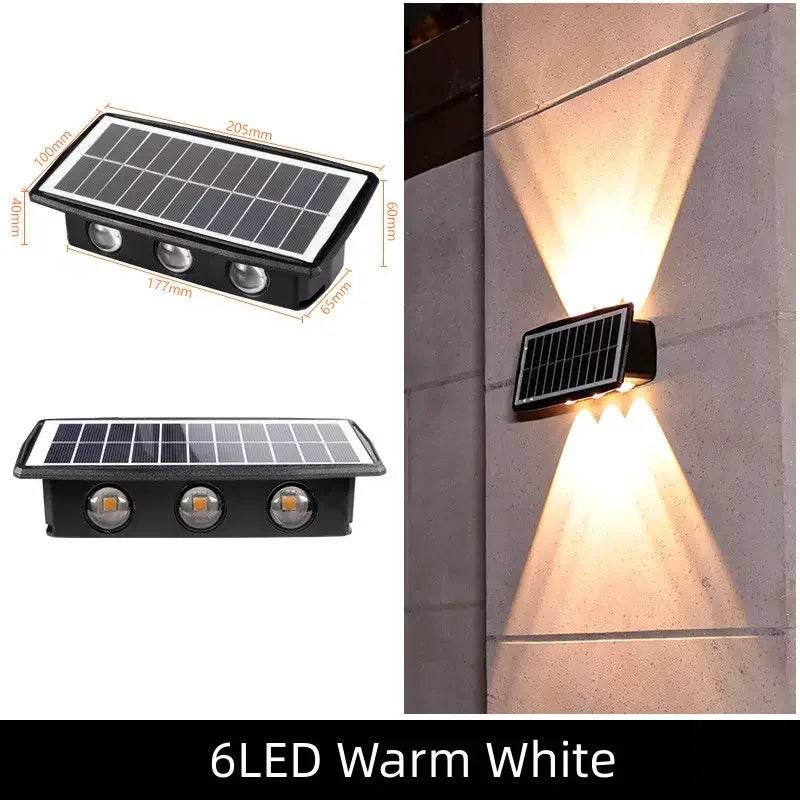 Solar Lamp Courtyard Door Number Wall Lamp Outdoor Waterproof Wall Washer Lamp Villa Spotlight Up And Down Double Head Leedoar