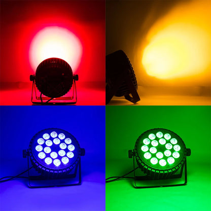 4PCS Aluminum LED Par Light 18x12w RGBWA UV 6in1 Flat Par Light DMX512 Professional Stage Lighting Equipment for Disco Party Leedoar