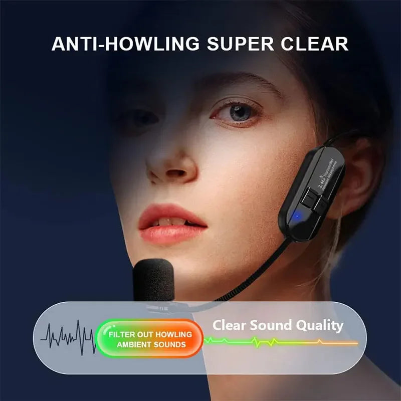 2.4G Head-mounted Professional Wireless Headset Microphone Transmitter For Voice PA System Radio Guitar Teaching Fitness Yoga Leedoar