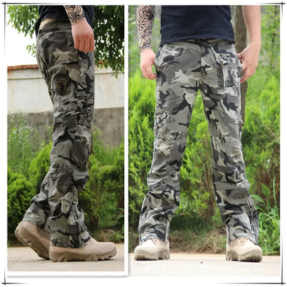 Men's Cargo Pants Army Military Style Tactical Pants Male Camo Jogger Plus Size Cotton Many Pocket Men Camouflage Black Trousers Leedoar