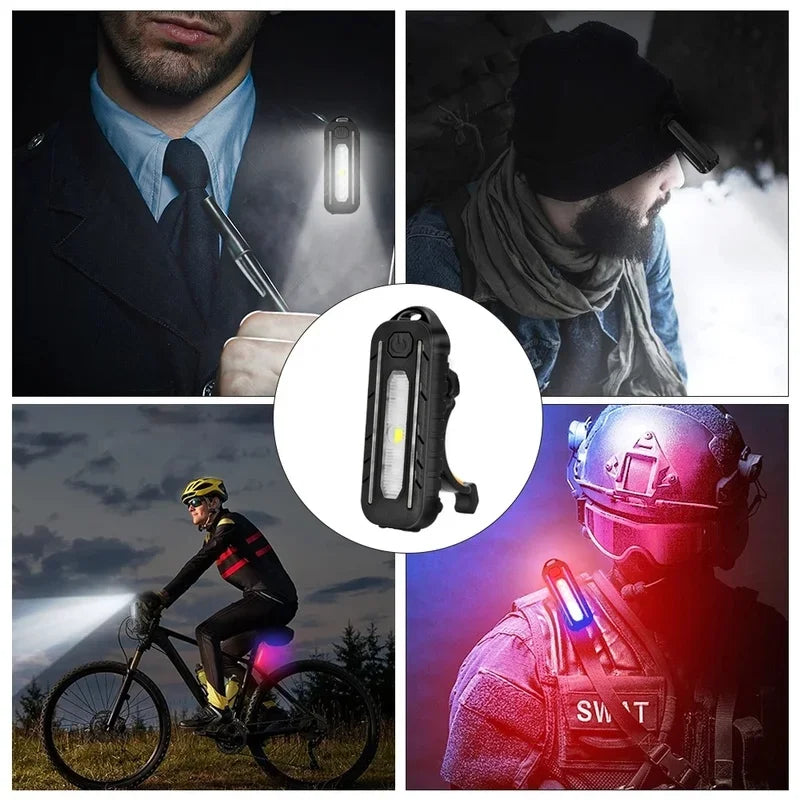 LED Red And Blue Shoulder Warning Light Clip USB Charging Portable Flashlight Warning Safety Flashlight Bicycle Warning Lamp Leedoar