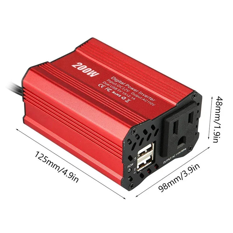 200W Car Power Inverter 12V 150V and AC 110v Converter Auto Charger Converter Adapter Modified Sine Wave EU US JP Socket Tool Leedoar