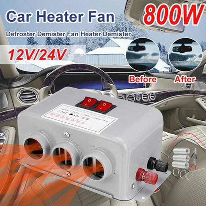 Interior Warmer 800W 12V/24V Car Heater Fan Combo Fast Heating Winter Windscreen Demister Defroster Auto Truck Window Demister Leedoar