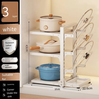 Kitchen Organizer Rack Sink Shelf Cabinet Multi-layer Pot Rack Holder Household Frying Pan Organizer Pot Lid Holder Bowl Shelf Leedoar