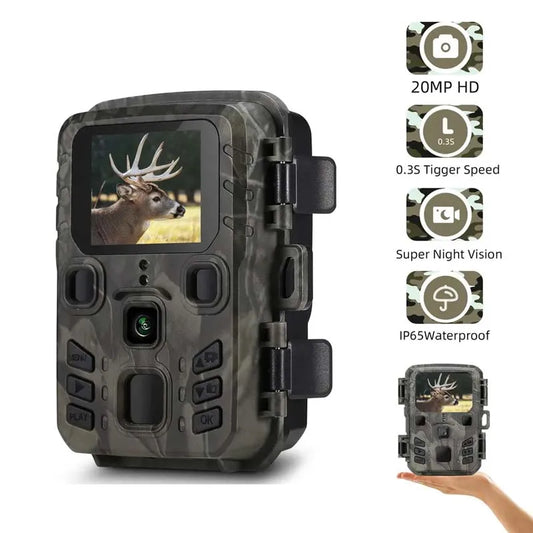 Mini301 Trail Camera Night Vision Hunting Motion 1080P 20MP IP65 Câmera à prova d'água para ambientes externos com LED infravermelho Alcance de até 65 pés 