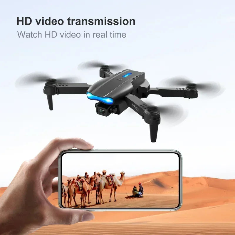 E99 Drone 4K HD Dual Camera Avoidance Professional Flight 20 Minute Foldable Height Keeps Mini Helicopter Toy Drones Leedoar