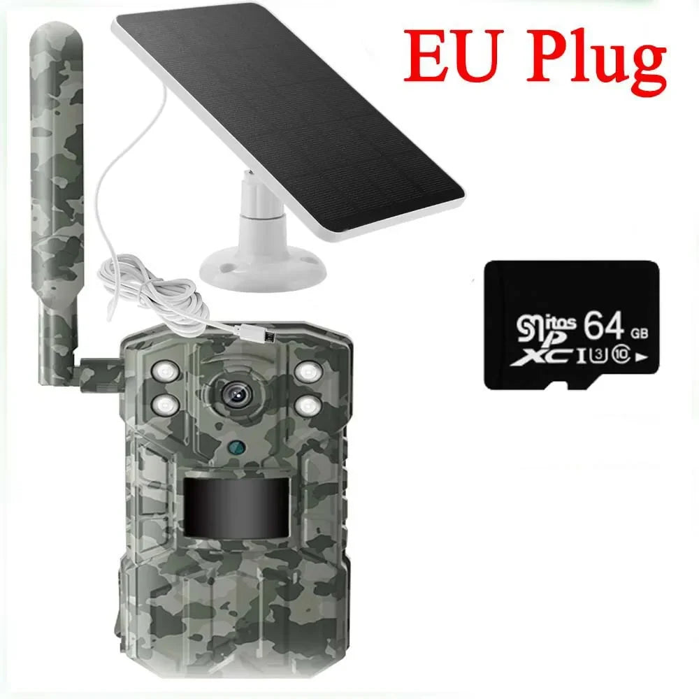 4G Solar Hunting Trail Camera 14MP 4g SIM Card Waterproof 20M PIR Motion Detection Wildlife Camera with 30M Night Vision Device Leedoar