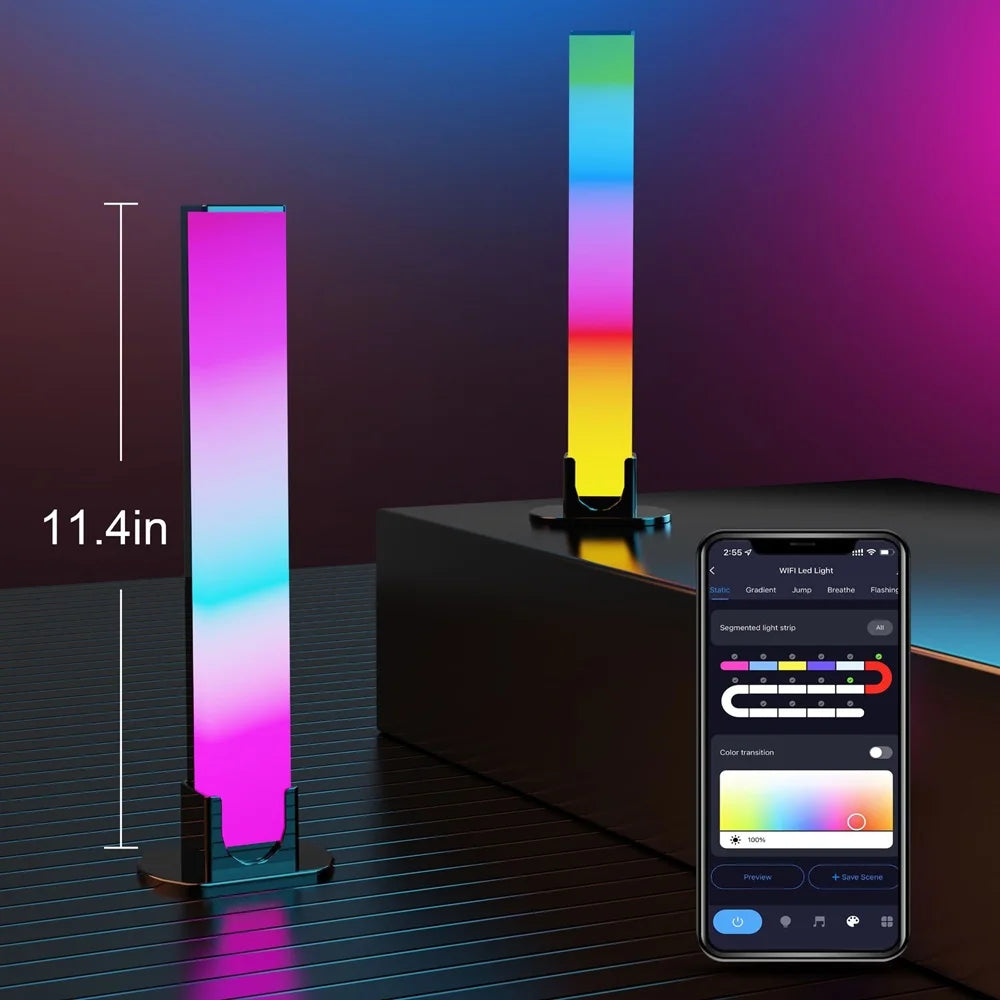 LED Intelligent Bluetooth WiFi Control Game Floor Light Rhythm Atmosphere Light Used for Decorating Game Room Computer Desktops Leedoar