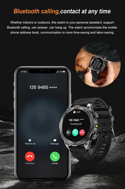 KC86 Sports Smart Watch Men Bluetooth Calls SMS notification Monitor GPS Track+Altitude+Barometric Pressure+Compass+Flashlight Leedoar