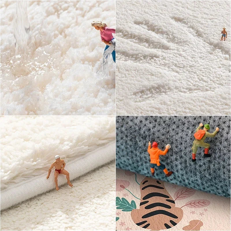 Fluffy Soft Bedside Rugs Nordic Flowers Carpet for Kids Room Bedroom Bathroom Living Room Non-Slip Home Decor Long Floor Mat Leedoar